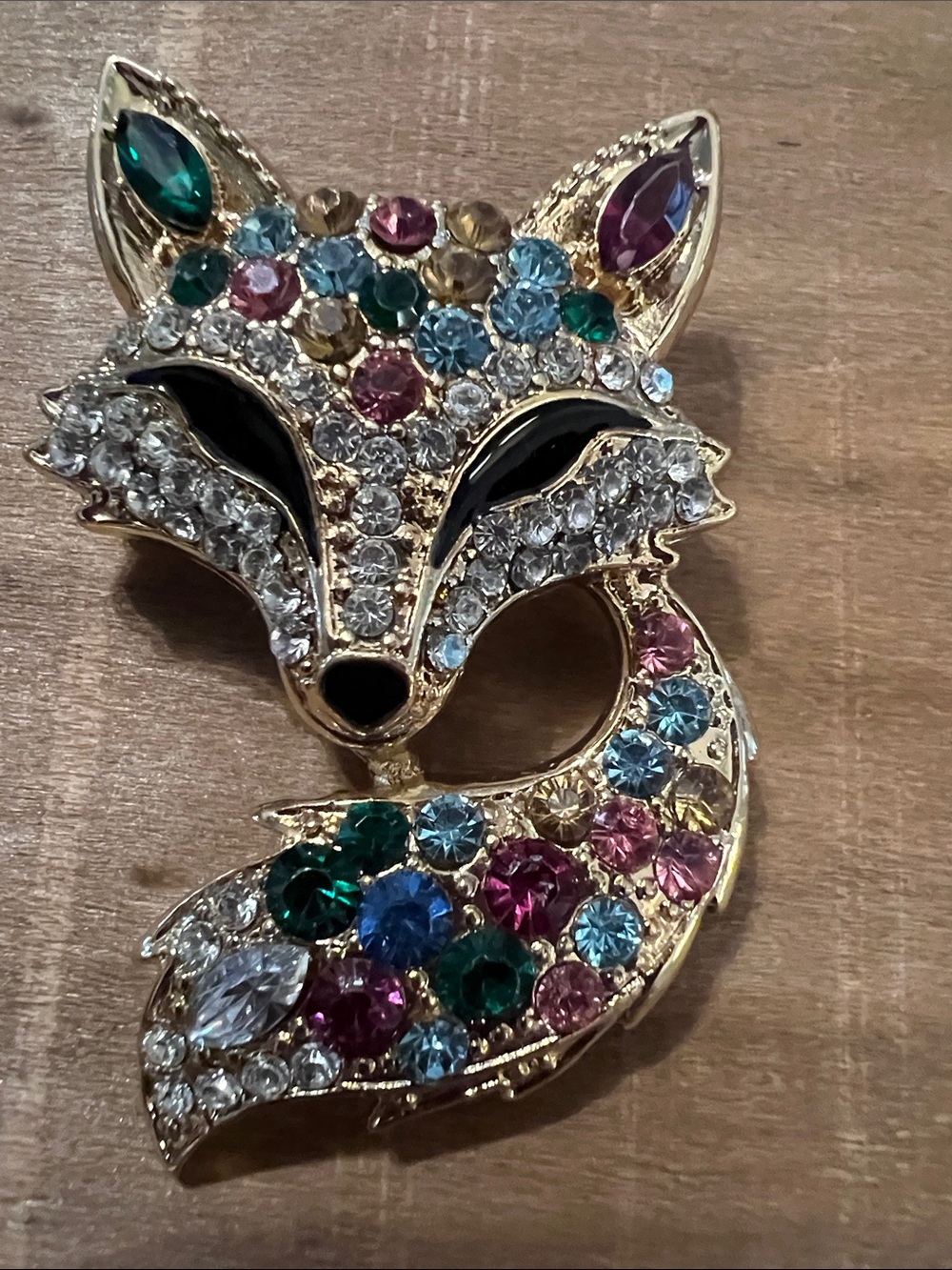 3/$18 Gold Fox Crystal Brooch Lot 273